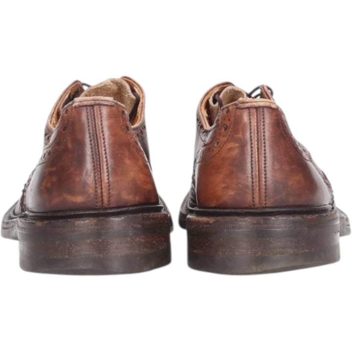 Tricker's BOURTON Full-Brogue Wingtip Shoes, Made in England, Men's, Size 10.4" (saa014515) Men's 26.5cm genuine leather brown type Vintage Second Hand