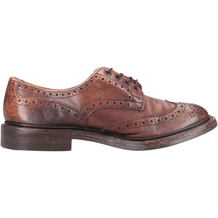 Tricker's BOURTON Full-Brogue Wingtip Shoes, Made in England, Men's, Size 10.4" (saa014515) Men's 26.5cm genuine leather brown type Vintage Second Hand