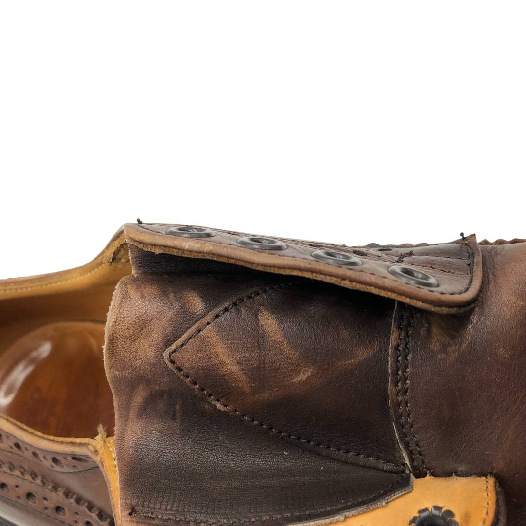 Tricker's BOURTON Full-Brogue Wingtip Shoes, Made in England, Men's, Size 10.4" (saa014515) Men's 26.5cm genuine leather brown type Vintage Second Hand