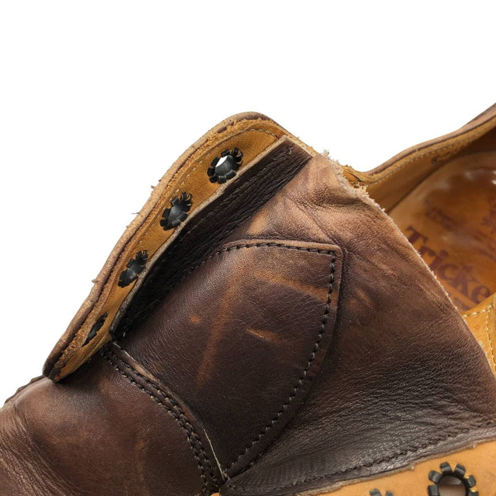 Tricker's BOURTON Full-Brogue Wingtip Shoes, Made in England, Men's, Size 10.4" (saa014515) Men's 26.5cm genuine leather brown type Vintage Second Hand