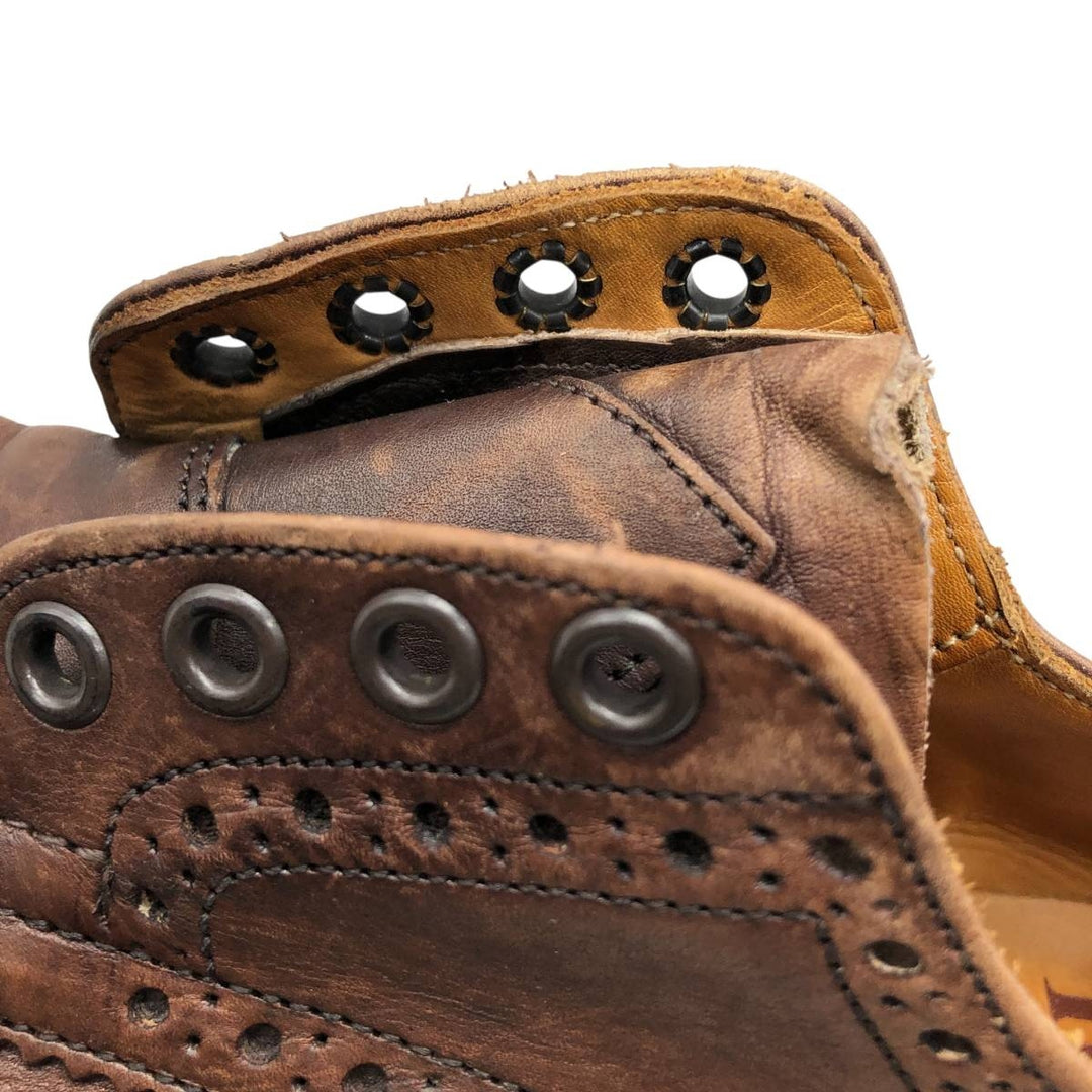 Tricker's BOURTON Full-Brogue Wingtip Shoes, Made in England, Men's, Size 10.4" (saa014515) Men's 26.5cm genuine leather brown type Vintage Second Hand