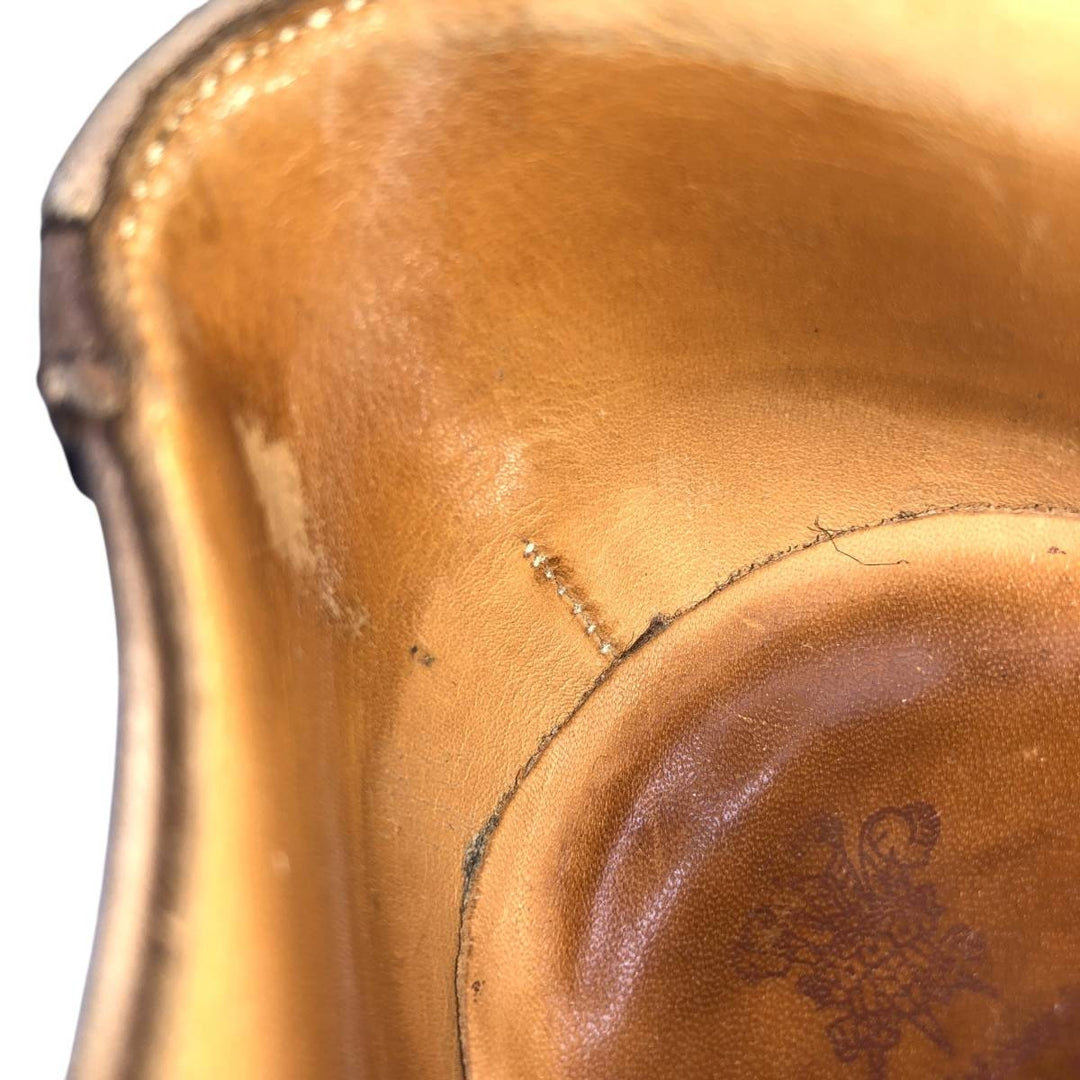 Tricker's BOURTON Full-Brogue Wingtip Shoes, Made in England, Men's, Size 10.4" (saa014515) Men's 26.5cm genuine leather brown type Vintage Second Hand