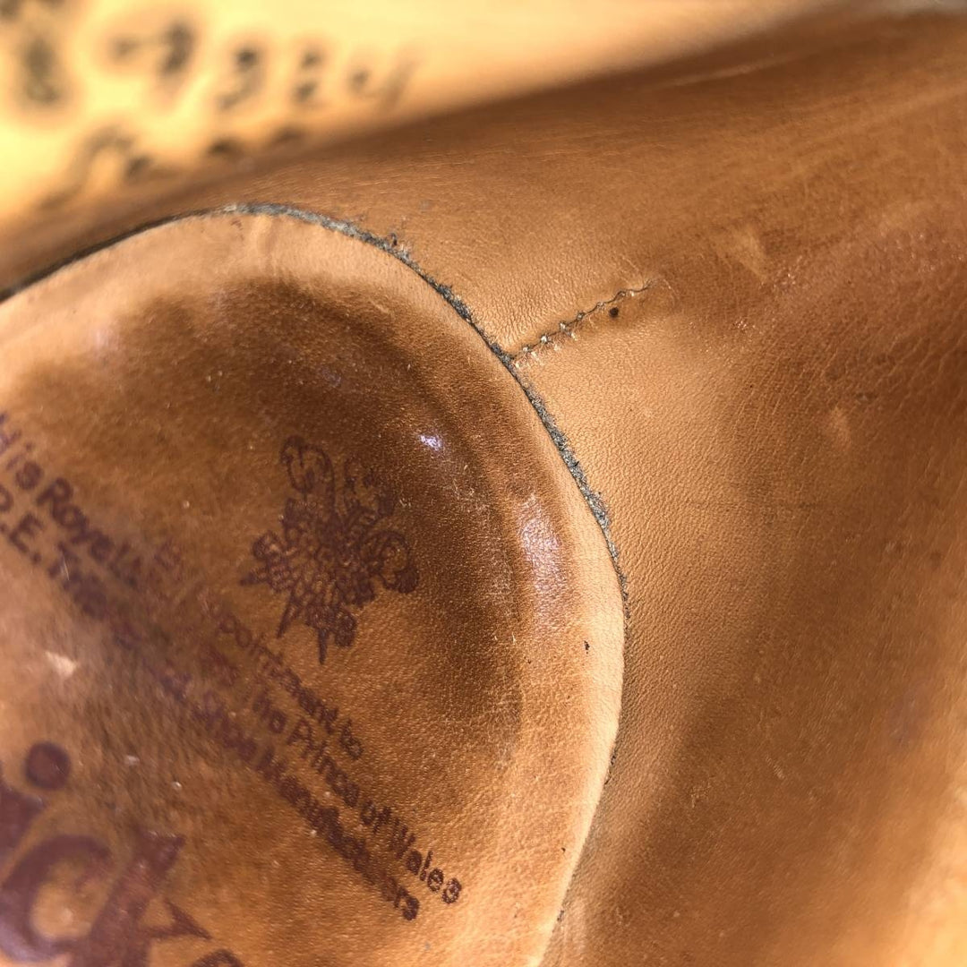 Tricker's BOURTON Full-Brogue Wingtip Shoes, Made in England, Men's, Size 10.4" (saa014515) Men's 26.5cm genuine leather brown type Vintage Second Hand