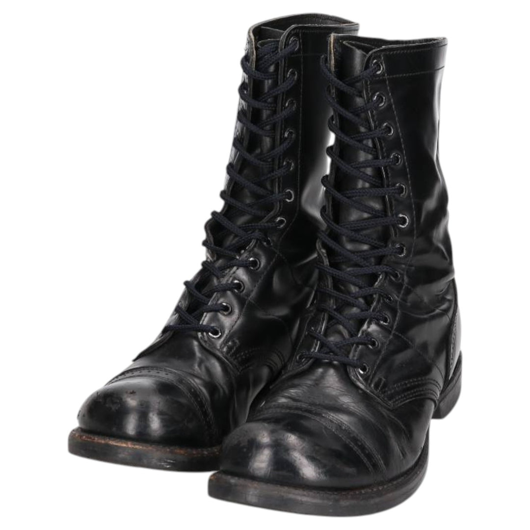 1980s Corcoran Steel Toe Straight Tip Military Jump Boots, Made in USA, Size 10E, Men's Size 11" /saa014530 Men's 28.0cm genuine leather black type Vintage Second Hand