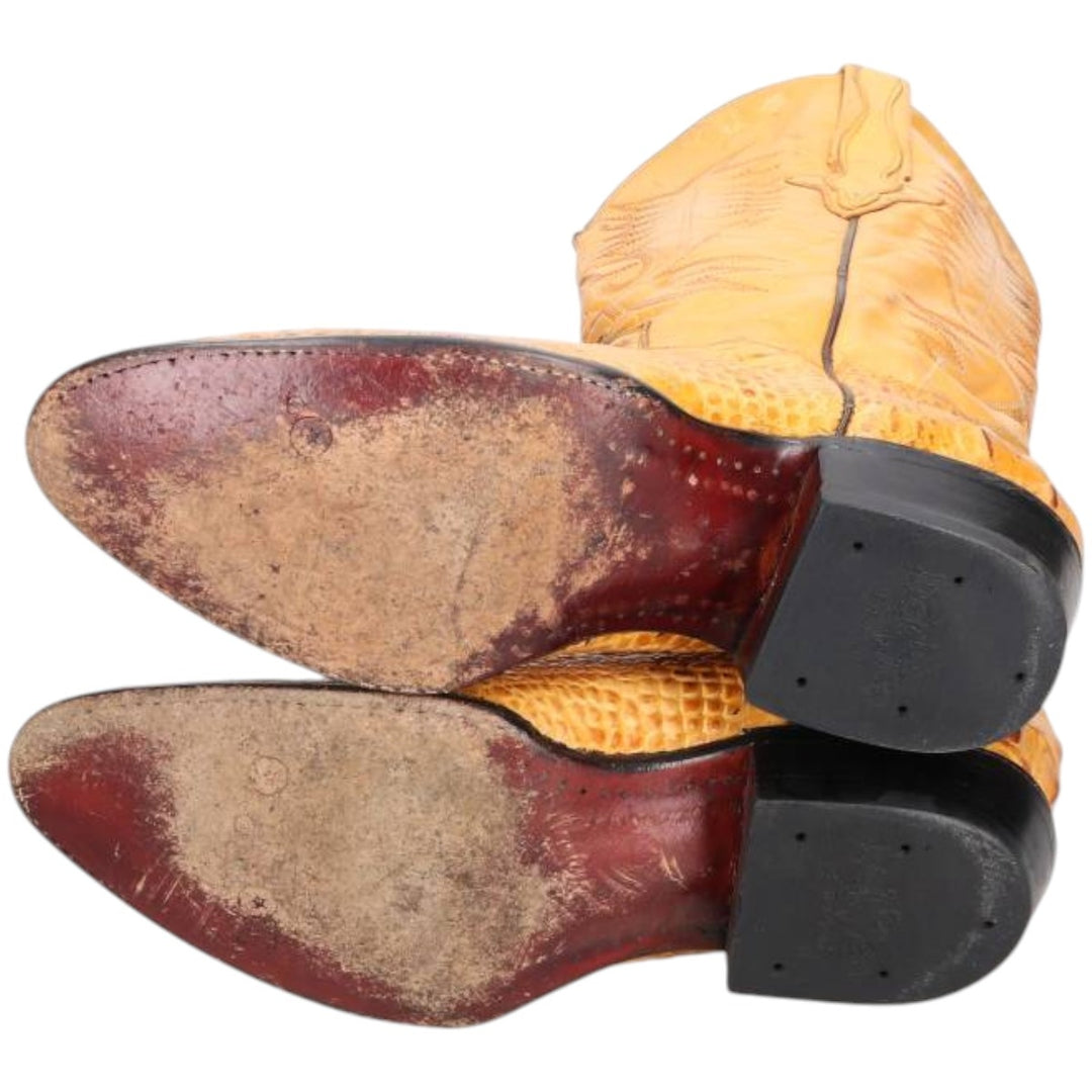 Rodeo Bravo all-over print western boots, size 27 1/2 Men's 27.0cm genuine leather brown type Vintage Second Hand