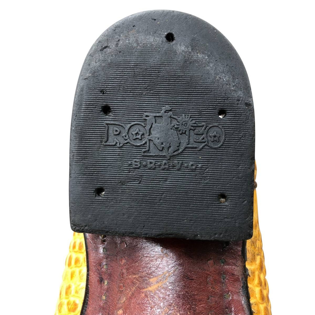 Rodeo Bravo all-over print western boots, size 27 1/2 Men's 27.0cm genuine leather brown type Vintage Second Hand