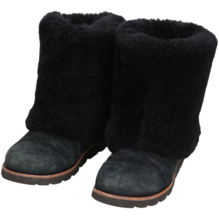UGG sheepskin boots 6 Women's 23.0cm genuine leather black type Vintage Second Hand