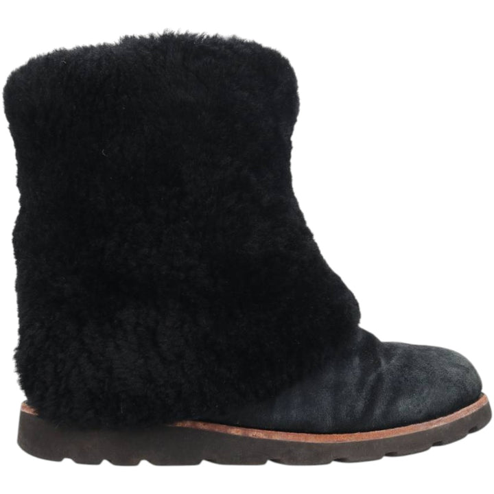 UGG sheepskin boots 6 Women's 23.0cm genuine leather black type Vintage Second Hand