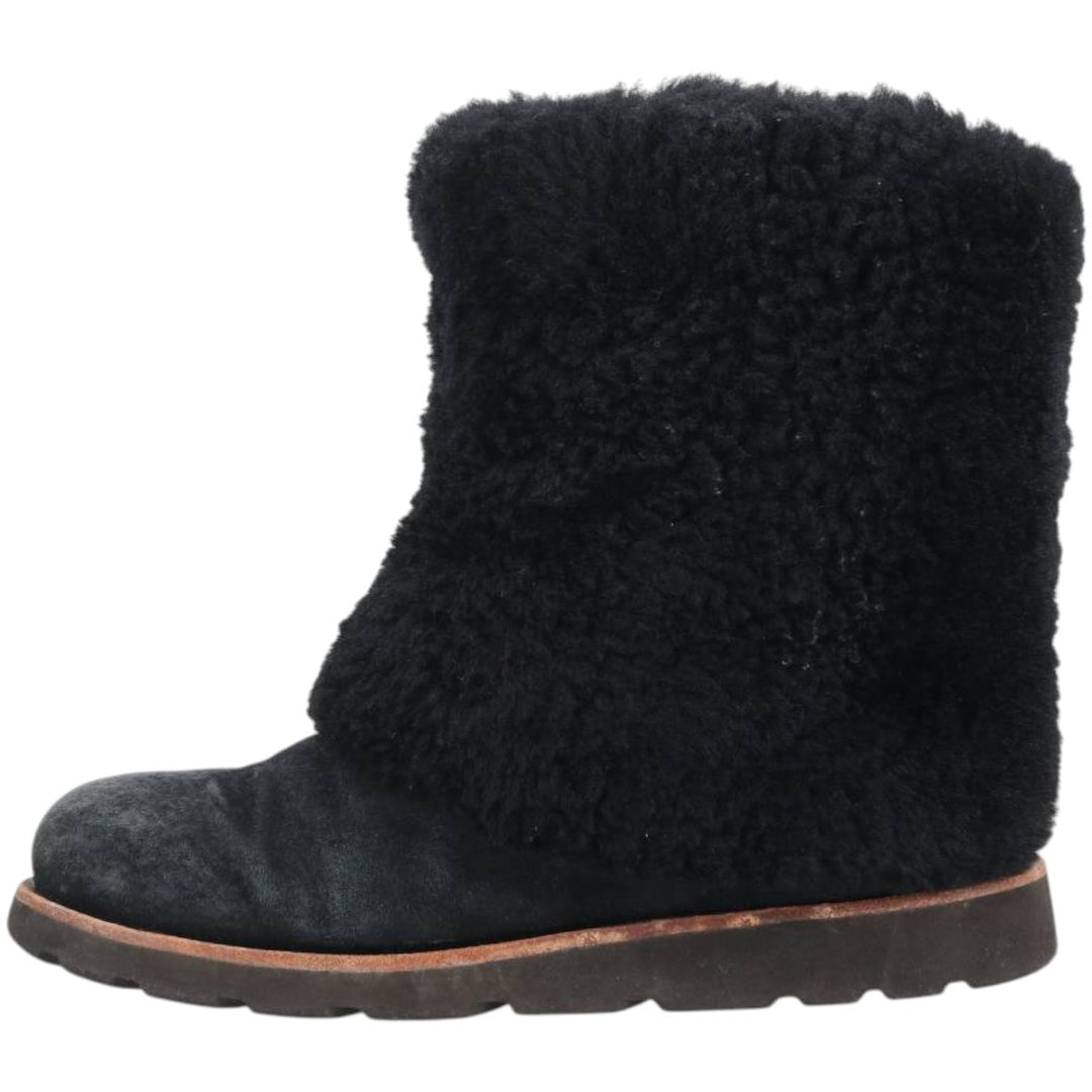 UGG sheepskin boots 6 Women's 23.0cm genuine leather black type Vintage Second Hand