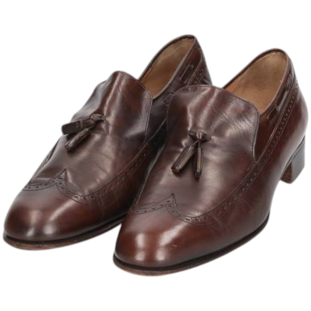 Salvatore Ferragamo Wingtip Tassel Loafers, 9 1/2D, Men's, Size 10.8" /saa014563 Men's 27.5cm genuine leather brown type Vintage Second Hand