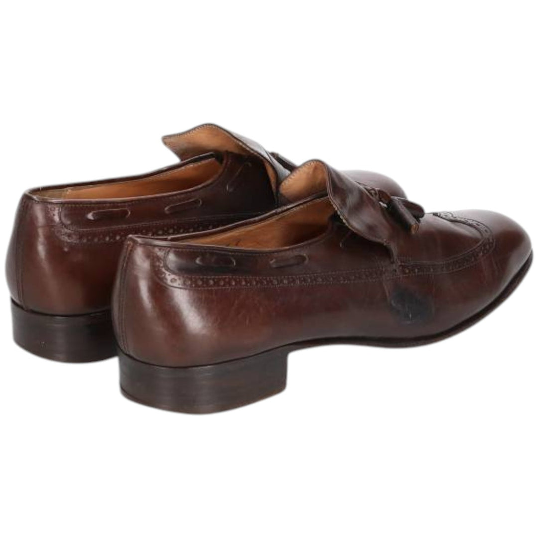 Salvatore Ferragamo Wingtip Tassel Loafers, 9 1/2D, Men's, Size 10.8" /saa014563 Men's 27.5cm genuine leather brown type Vintage Second Hand