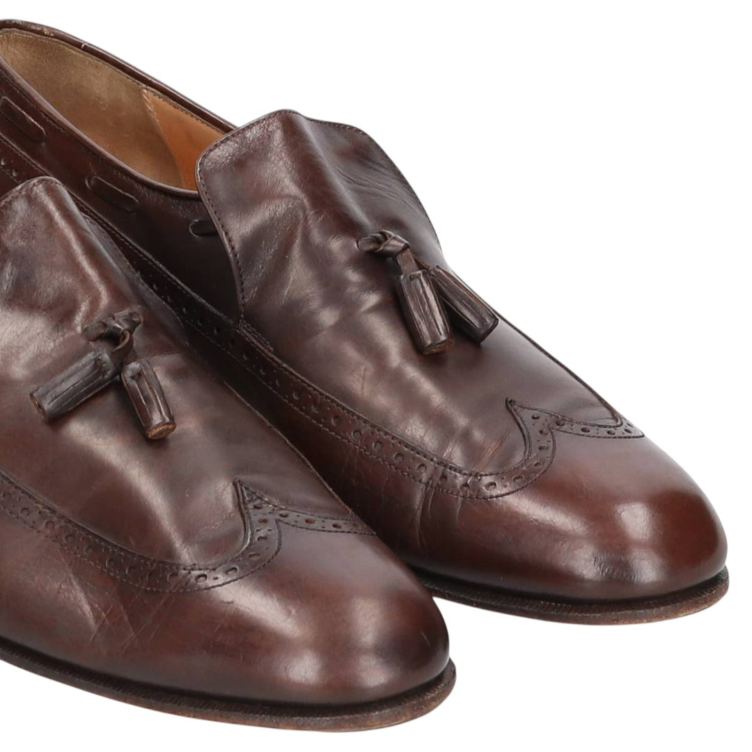Salvatore Ferragamo Wingtip Tassel Loafers, 9 1/2D, Men's, Size 10.8" /saa014563 Men's 27.5cm genuine leather brown type Vintage Second Hand