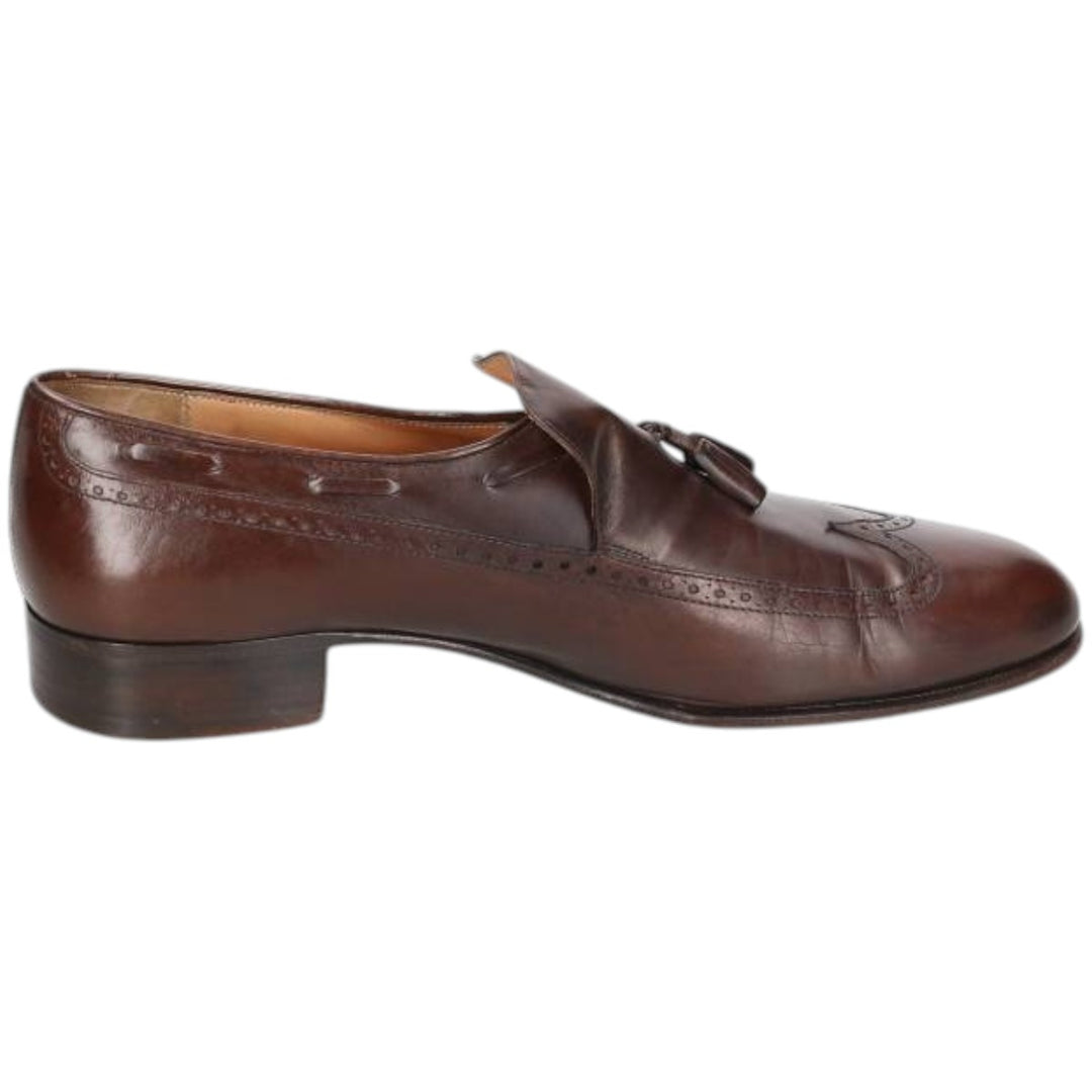 Salvatore Ferragamo Wingtip Tassel Loafers, 9 1/2D, Men's, Size 10.8" /saa014563 Men's 27.5cm genuine leather brown type Vintage Second Hand