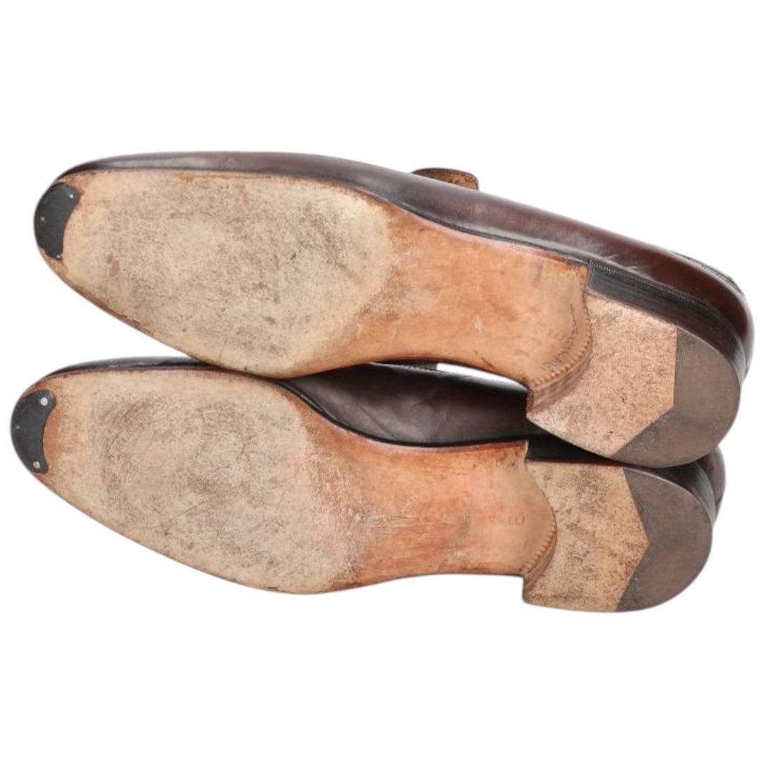 Salvatore Ferragamo Wingtip Tassel Loafers, 9 1/2D, Men's, Size 10.8" /saa014563 Men's 27.5cm genuine leather brown type Vintage Second Hand