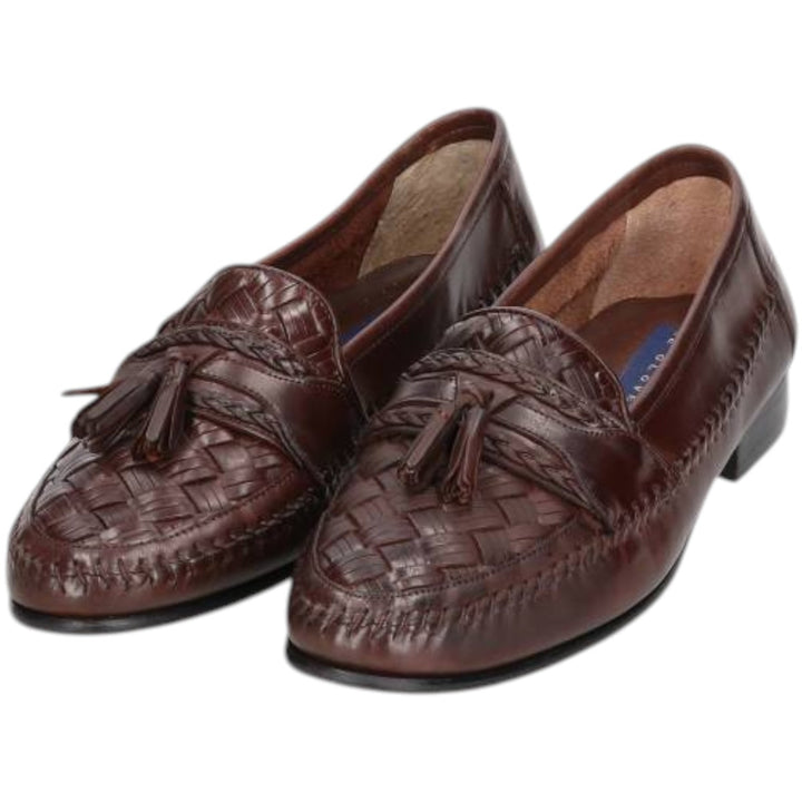 GIORGIO BRUTINI Braided Tassel Loafers, 9 1/2D, Men's, Size 10.8" (saa014564) Men's 27.5cm genuine leather brown type Vintage Second Hand