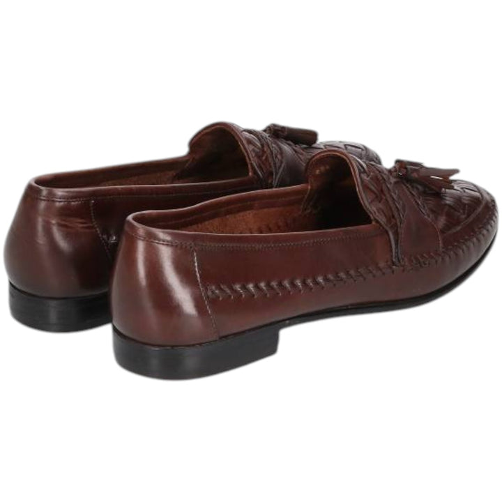 GIORGIO BRUTINI Braided Tassel Loafers, 9 1/2D, Men's, Size 10.8" (saa014564) Men's 27.5cm genuine leather brown type Vintage Second Hand