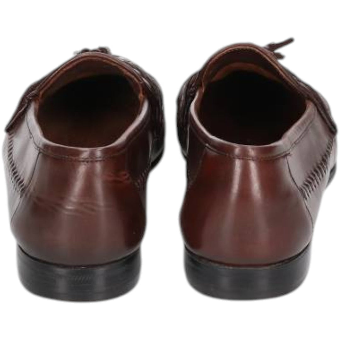 GIORGIO BRUTINI Braided Tassel Loafers, 9 1/2D, Men's, Size 10.8" (saa014564) Men's 27.5cm genuine leather brown type Vintage Second Hand