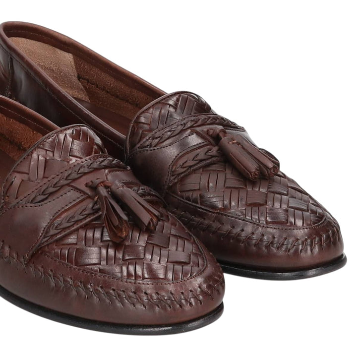 GIORGIO BRUTINI Braided Tassel Loafers, 9 1/2D, Men's, Size 10.8" (saa014564) Men's 27.5cm genuine leather brown type Vintage Second Hand