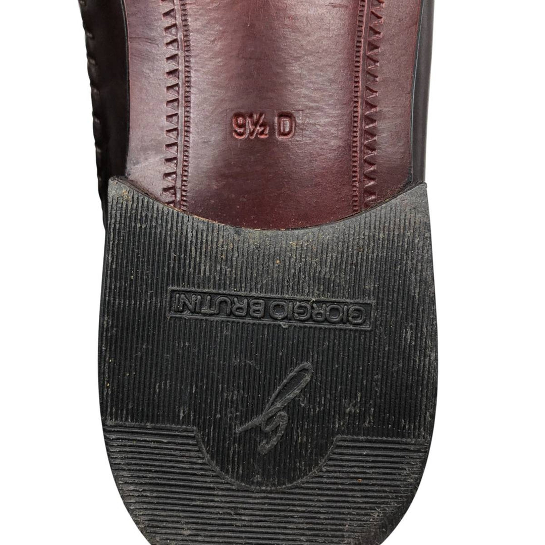 GIORGIO BRUTINI Braided Tassel Loafers, 9 1/2D, Men's, Size 10.8" (saa014564) Men's 27.5cm genuine leather brown type Vintage Second Hand