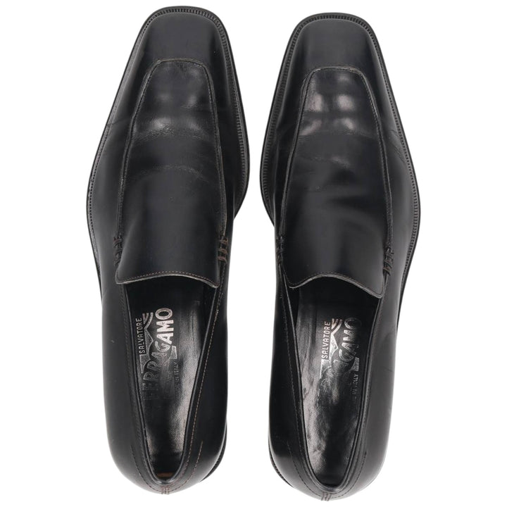 Salvatore Ferragamo square-toe U-tip loafers, made in Italy, 9D, men's size 10.6 inches (saa014566) Men's 27.0cm genuine leather black type Vintage Second Hand