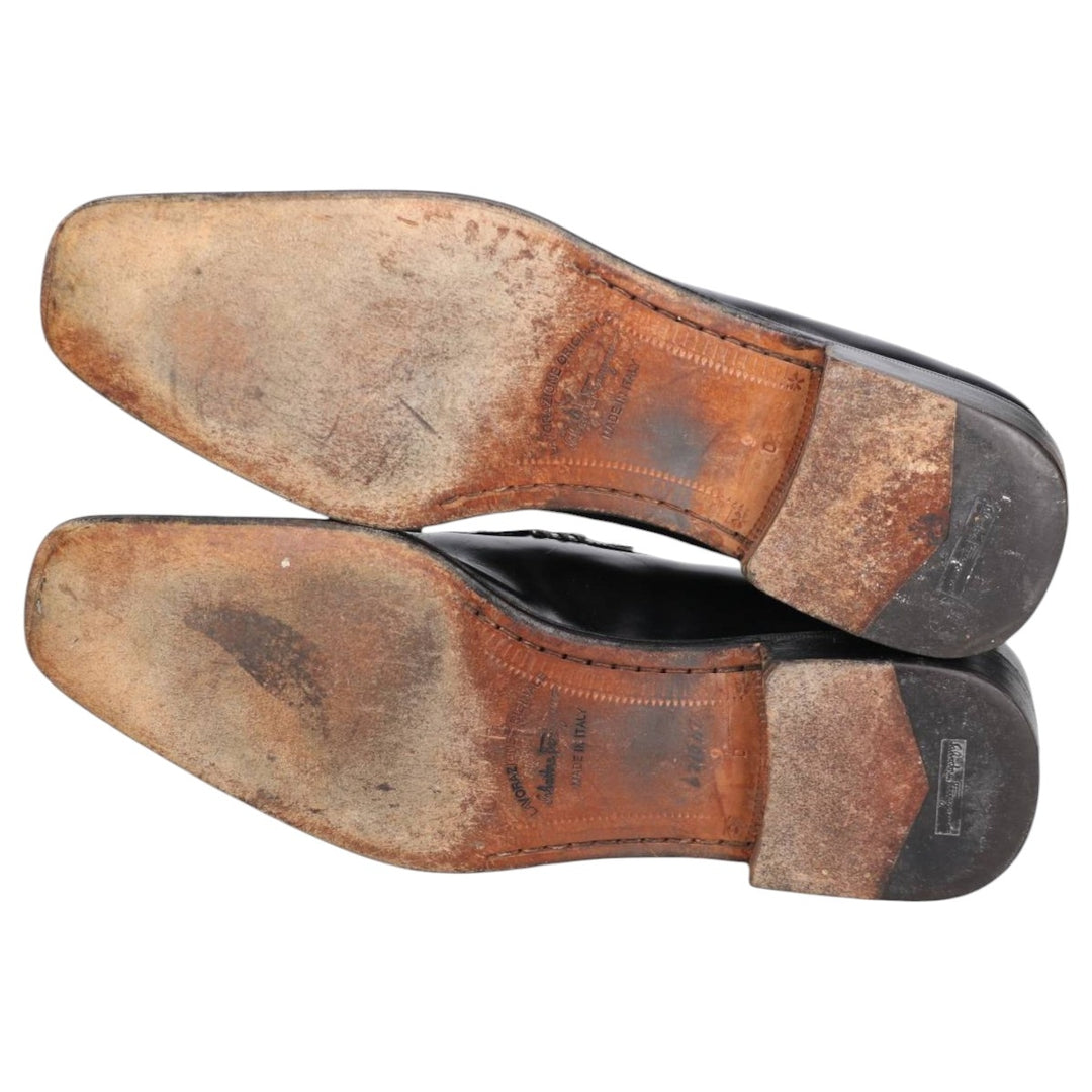 Salvatore Ferragamo square-toe U-tip loafers, made in Italy, 9D, men's size 10.6 inches (saa014566) Men's 27.0cm genuine leather black type Vintage Second Hand