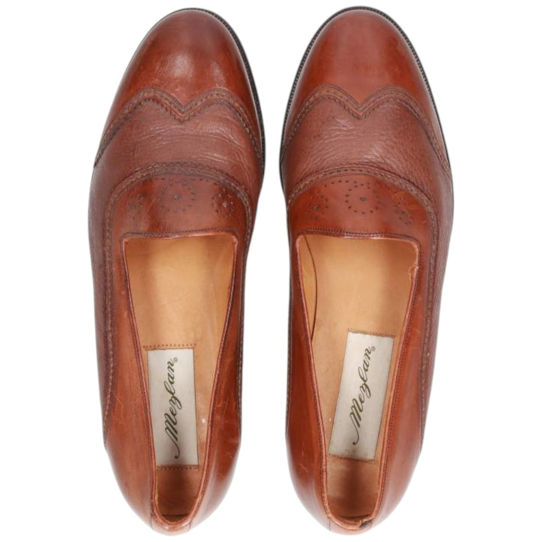 Mezlan Wingtip Full-Brogue Loafers, Made in Spain, Size 8M, Men's, Size 10.4" (saa014567) Men's 26.5cm genuine leather brown type Vintage Second Hand
