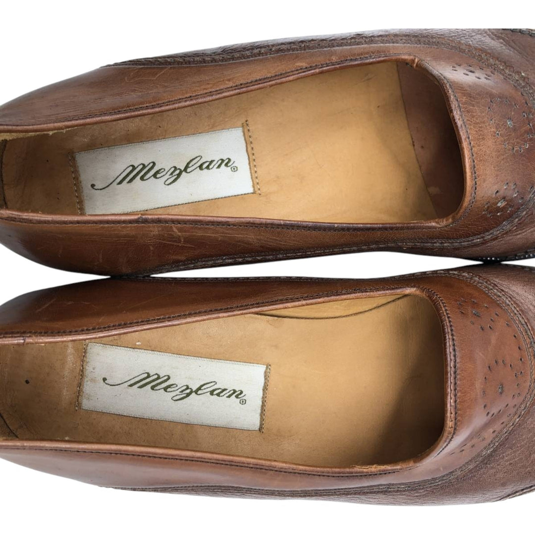 Mezlan Wingtip Full-Brogue Loafers, Made in Spain, Size 8M, Men's, Size 10.4" (saa014567) Men's 26.5cm genuine leather brown type Vintage Second Hand