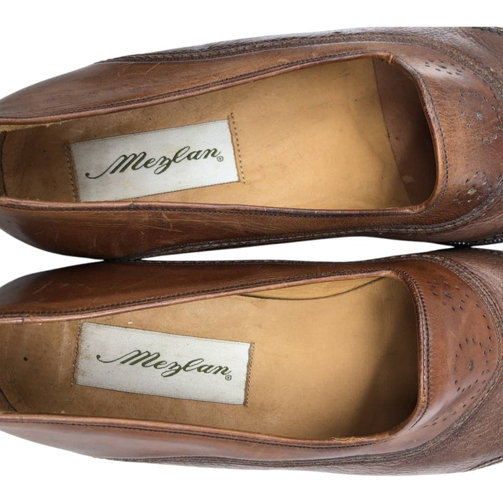 Mezlan Wingtip Full-Brogue Loafers, Made in Spain, Size 8M, Men's, Size 10.4" (saa014567) Men's 26.5cm genuine leather brown type Vintage Second Hand