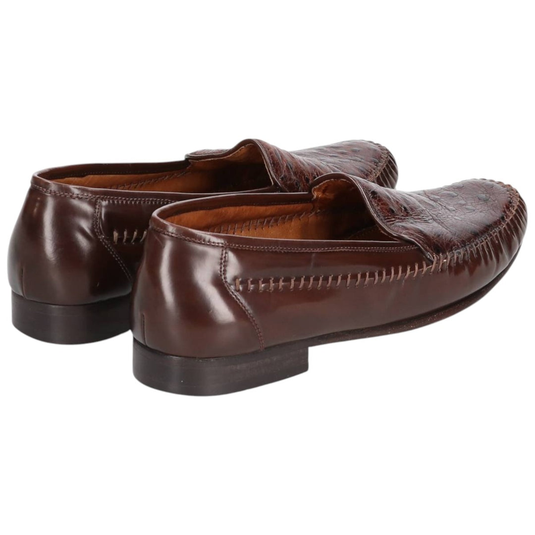 Florsheim BARLETTA loafer shoes, size 9D Men's 27.0cm Exotic Leather Ostrich brown type Vintage Second Hand