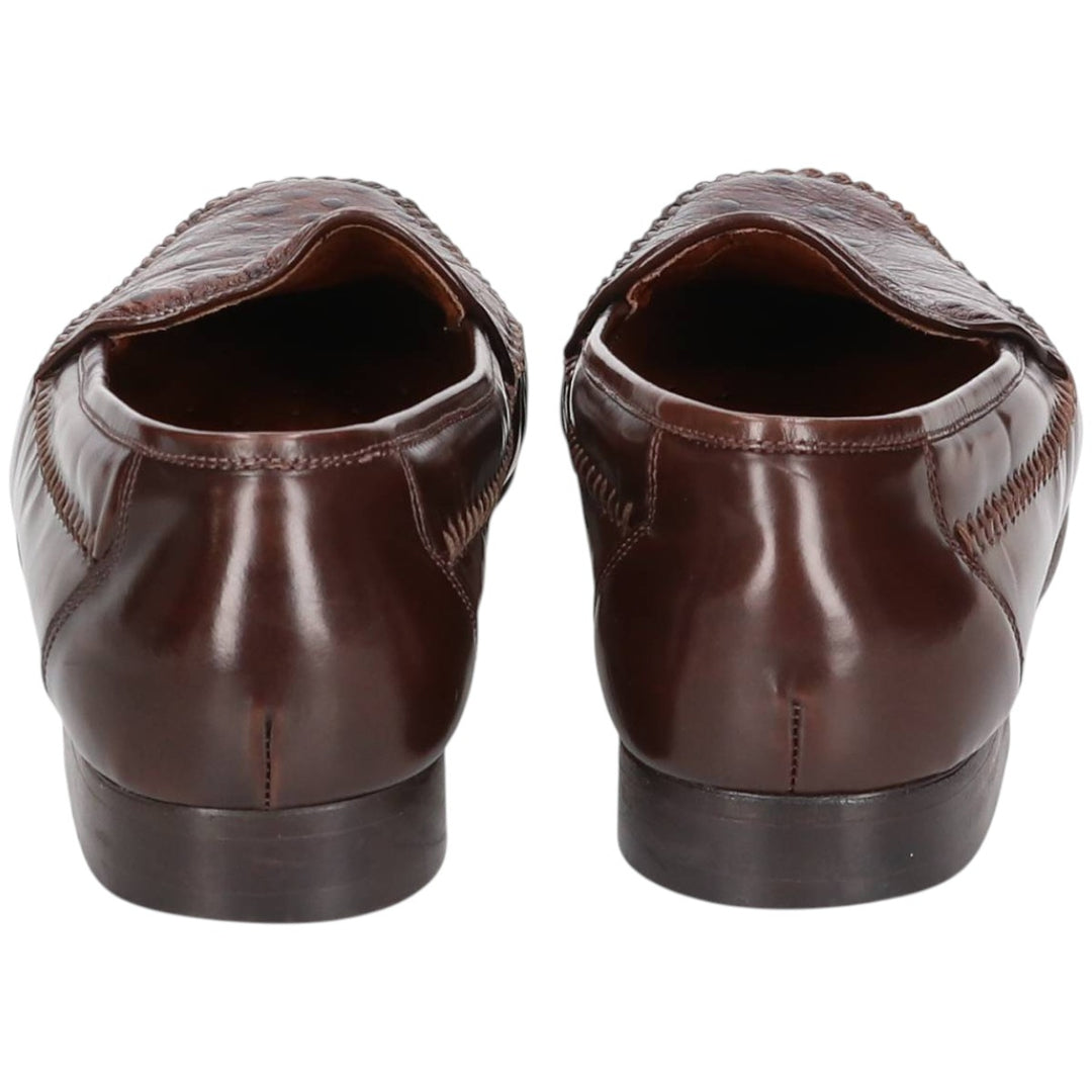 Florsheim BARLETTA loafer shoes, size 9D Men's 27.0cm Exotic Leather Ostrich brown type Vintage Second Hand