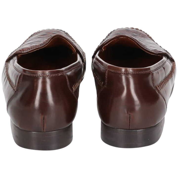 Florsheim BARLETTA loafer shoes, size 9D Men's 27.0cm Exotic Leather Ostrich brown type Vintage Second Hand