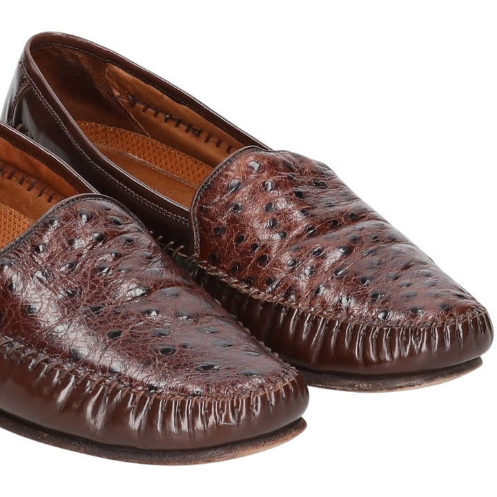 Florsheim BARLETTA loafer shoes, size 9D Men's 27.0cm Exotic Leather Ostrich brown type Vintage Second Hand