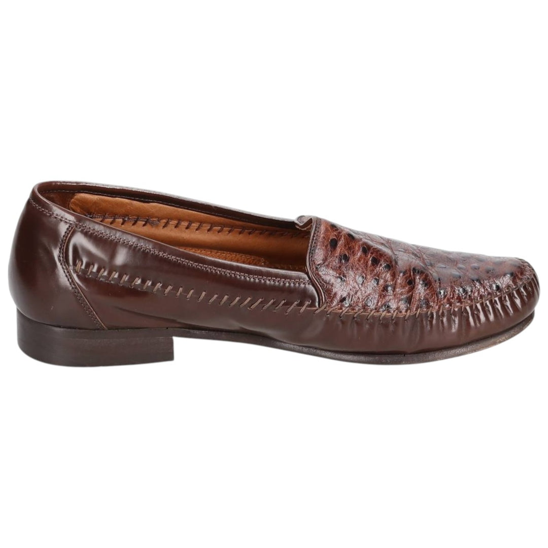 Florsheim BARLETTA loafer shoes, size 9D Men's 27.0cm Exotic Leather Ostrich brown type Vintage Second Hand