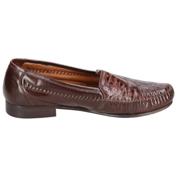 Florsheim BARLETTA loafer shoes, size 9D Men's 27.0cm Exotic Leather Ostrich brown type Vintage Second Hand