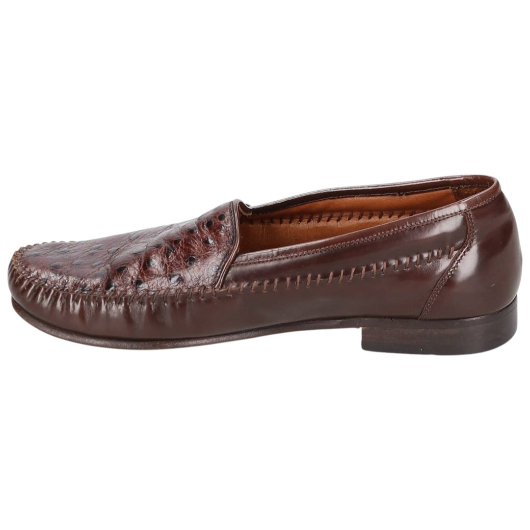 Florsheim BARLETTA loafer shoes, size 9D Men's 27.0cm Exotic Leather Ostrich brown type Vintage Second Hand