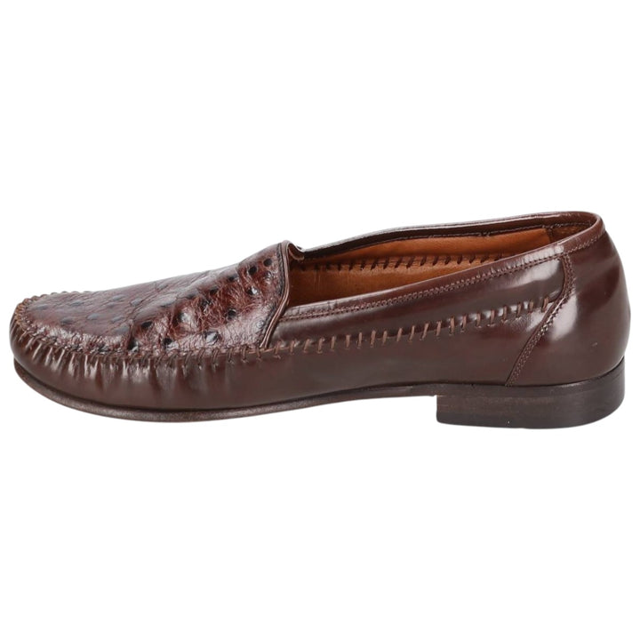 Florsheim BARLETTA loafer shoes, size 9D Men's 27.0cm Exotic Leather Ostrich brown type Vintage Second Hand