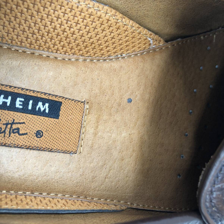 Florsheim BARLETTA loafer shoes, size 9D Men's 27.0cm Exotic Leather Ostrich brown type Vintage Second Hand