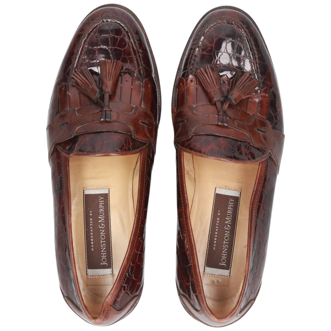 Johnston & Murphy Tassel Loafers, Made in Italy, Size 9M, Men's, 10.8" (approx. 10.8"), Crocodile Embossed Quilted /saa014572 Men's 27.5cm genuine leather brown type Vintage Second Hand