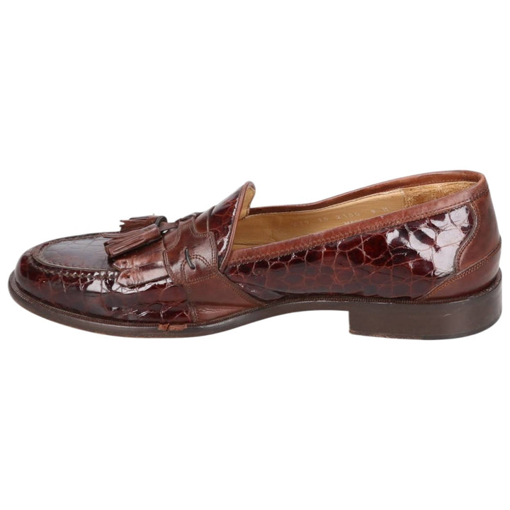 Johnston & Murphy Tassel Loafers, Made in Italy, Size 9M, Men's, 10.8" (approx. 10.8"), Crocodile Embossed Quilted /saa014572 Men's 27.5cm genuine leather brown type Vintage Second Hand