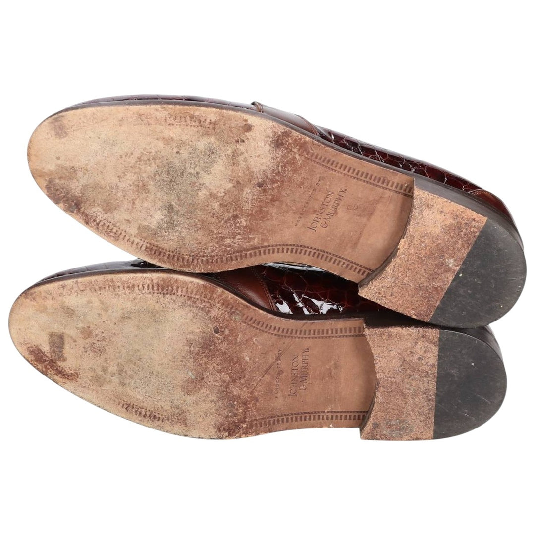 Johnston & Murphy Tassel Loafers, Made in Italy, Size 9M, Men's, 10.8" (approx. 10.8"), Crocodile Embossed Quilted /saa014572 Men's 27.5cm genuine leather brown type Vintage Second Hand
