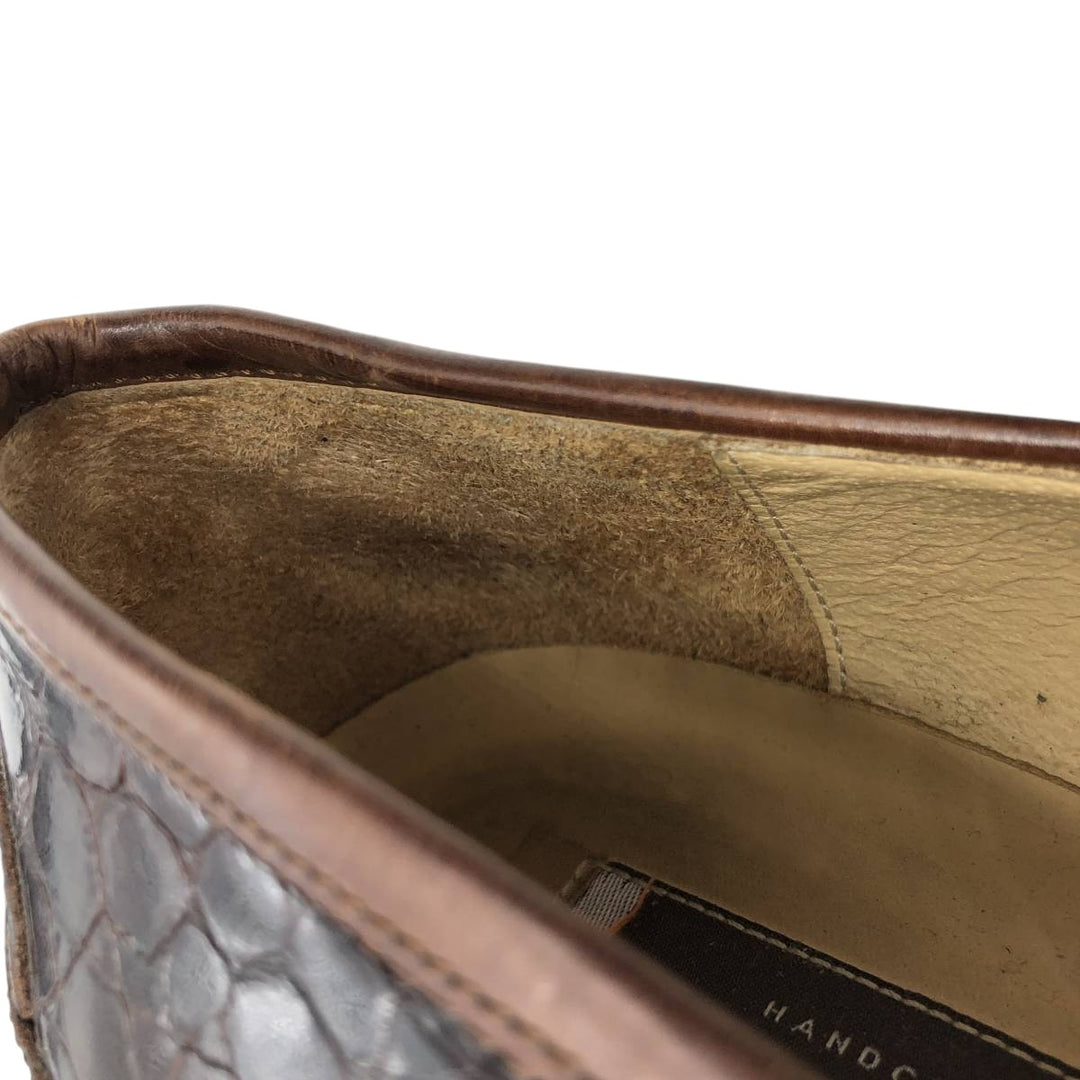 Johnston & Murphy Tassel Loafers, Made in Italy, Size 9M, Men's, 10.8" (approx. 10.8"), Crocodile Embossed Quilted /saa014572 Men's 27.5cm genuine leather brown type Vintage Second Hand