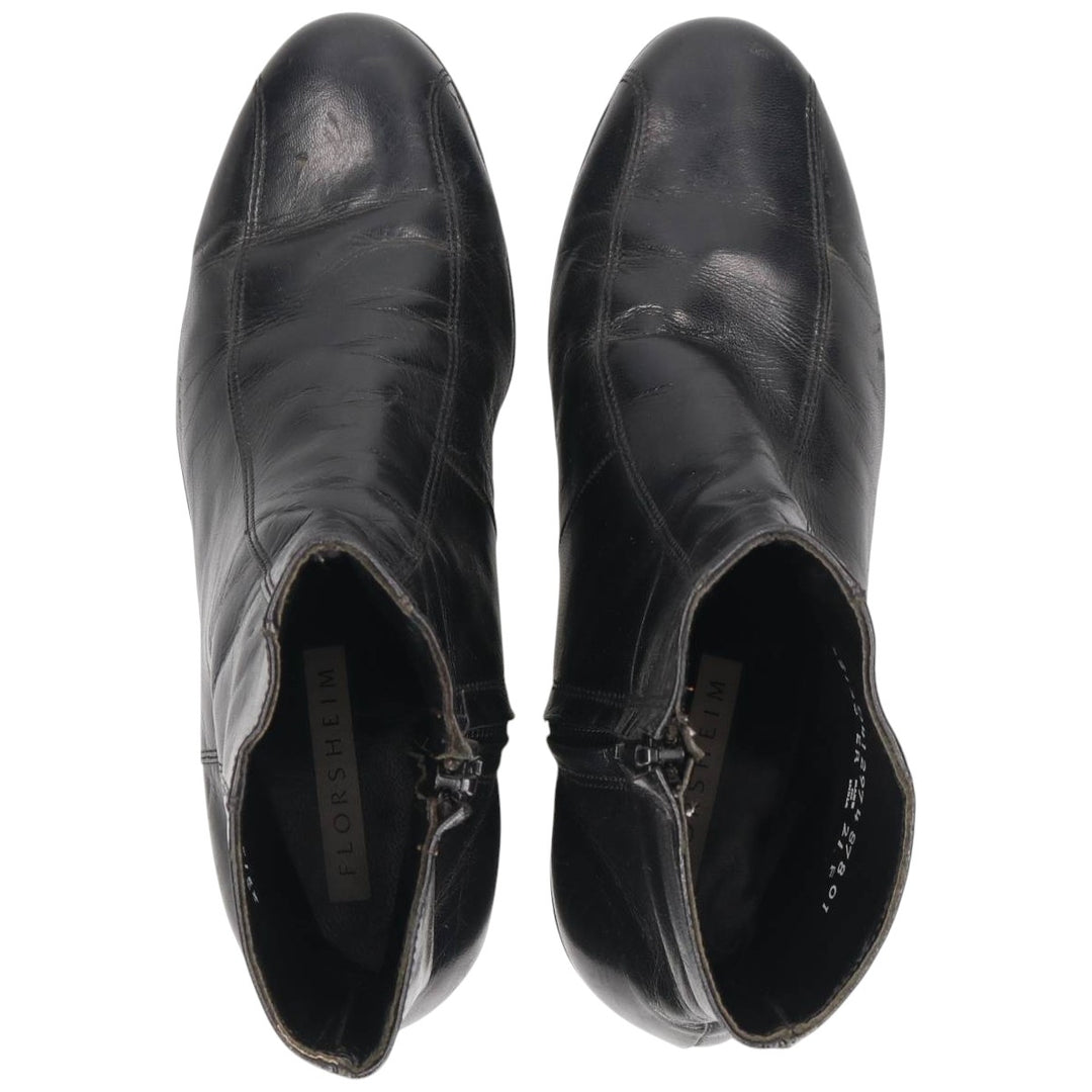 Florsheim Side Zip Boots 6D Women's 23.0cm genuine leather black type Vintage Second Hand