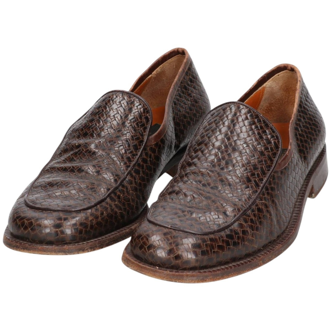 TO BOOT NEW YORK Snake Print Python Loafer Shoes, Made in Italy, Size 8 1/2M Men's 26.5cm genuine leather brown type Vintage Second Hand