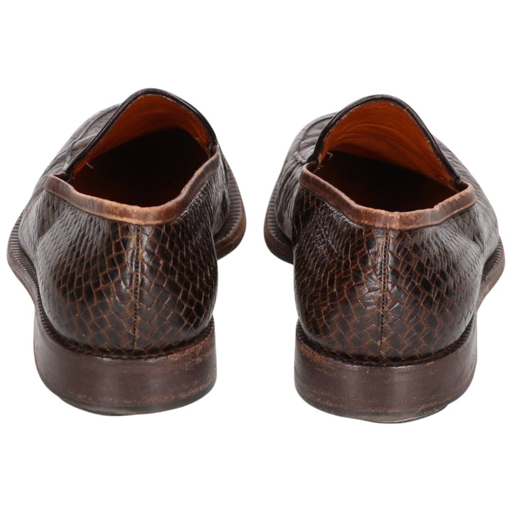 TO BOOT NEW YORK Snake Print Python Loafer Shoes, Made in Italy, Size 8 1/2M Men's 26.5cm genuine leather brown type Vintage Second Hand