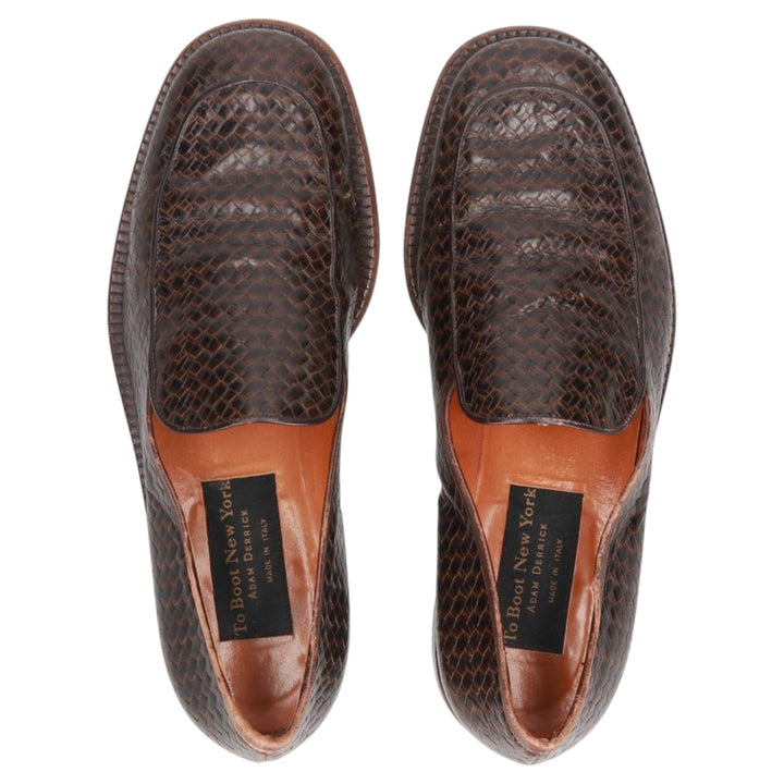 TO BOOT NEW YORK Snake Print Python Loafer Shoes, Made in Italy, Size 8 1/2M Men's 26.5cm genuine leather brown type Vintage Second Hand