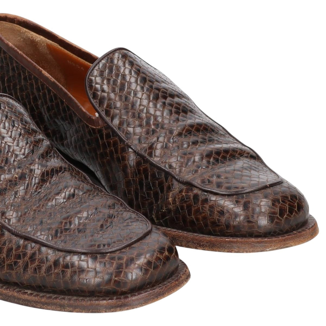 TO BOOT NEW YORK Snake Print Python Loafer Shoes, Made in Italy, Size 8 1/2M Men's 26.5cm genuine leather brown type Vintage Second Hand
