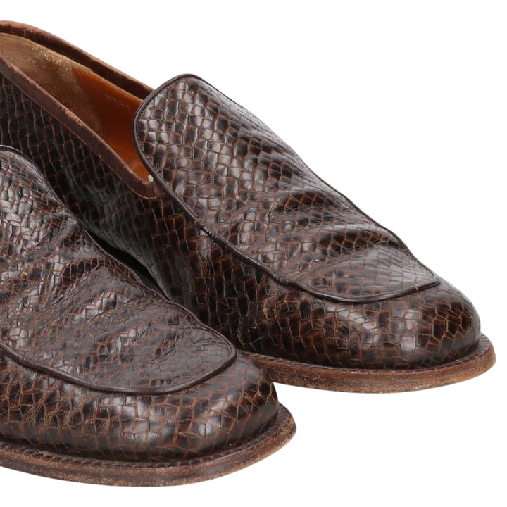 TO BOOT NEW YORK Snake Print Python Loafer Shoes, Made in Italy, Size 8 1/2M Men's 26.5cm genuine leather brown type Vintage Second Hand