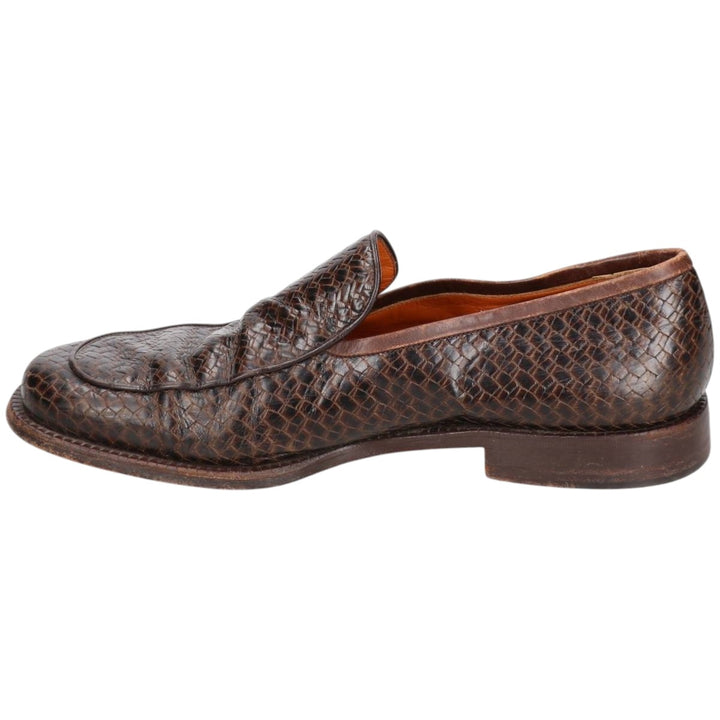 TO BOOT NEW YORK Snake Print Python Loafer Shoes, Made in Italy, Size 8 1/2M Men's 26.5cm genuine leather brown type Vintage Second Hand