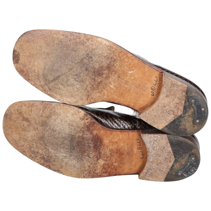 TO BOOT NEW YORK Snake Print Python Loafer Shoes, Made in Italy, Size 8 1/2M Men's 26.5cm genuine leather brown type Vintage Second Hand