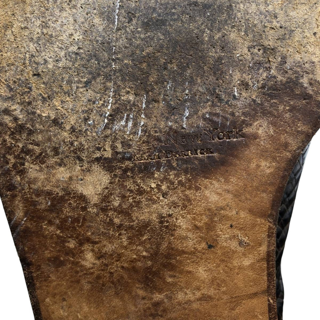 TO BOOT NEW YORK Snake Print Python Loafer Shoes, Made in Italy, Size 8 1/2M Men's 26.5cm genuine leather brown type Vintage Second Hand